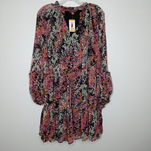 Vince Camuto Ladies Three Tier Mini Dress Black/Multi color - Picture 3 of 3